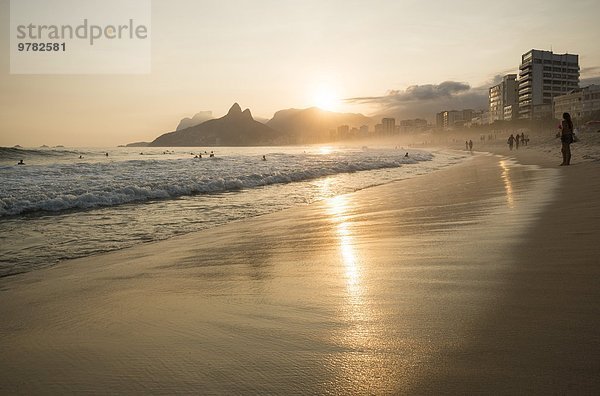 Strand Sonnenuntergang Brasilien Ipanema Rio de Janeiro Südamerika