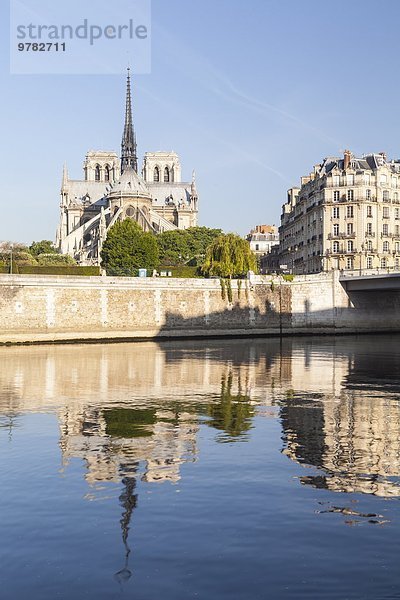 Paris Hauptstadt Frankreich Europa Fluss Kathedrale Seine