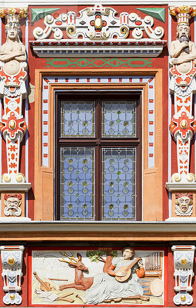 'Fenster am Haus ''Zum breiten Herd''  Bürgerhaus der Renaissance  Altstadt  Erfurt  Thüringen  Deutschland  Europa'