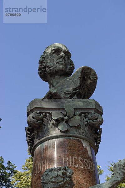 Denkmal für John Ericcson  Ingenieur  Berzelii Park am Nybroplan  Norrmalm  Stockholm  Schweden  Europa