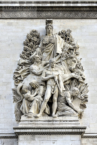 Relief  Der Frieden von 1815  von Antoine Étex  an der Westseite des Arc de Triomphe  Triumphbogen  Place Charles de Gaulle  Paris  Frankreich  Europa