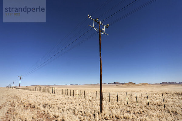 Landschaft mit Strom- und Telegrafenmasten an der B4  bei Aus  Namibia  Afrika
