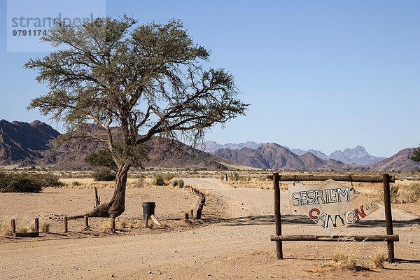 Weg zum Sesriem Canyon  hinten die Tsarisberge  Namib-Naukluft-Park  Namibia  Afrika
