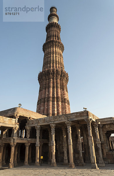 Säulen des Hofs der Quwwat-ul-Islam Moschee und Qutb Minar  Delhi  Indien  Asien