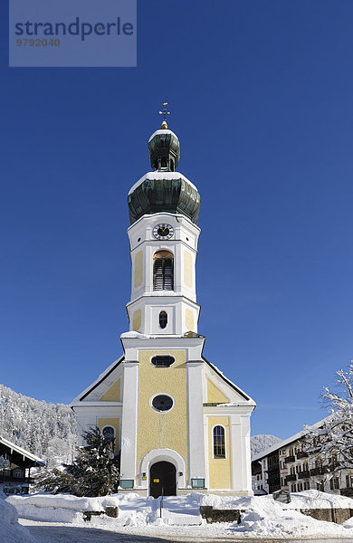 Pfarrkirche St. Pankratius  Reit im Winkl  Chiemgau  Oberbayern  Bayern  Deutschland  Europa