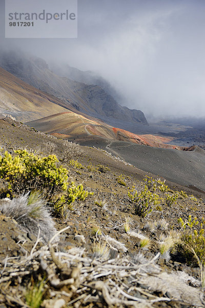 USA  Hawaii  Maui  Haleakala  Vulkanlandschaft mit Wolken und Schlackenkegeln