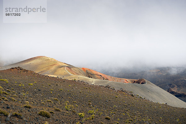 USA  Hawaii  Maui  Haleakala  Vulkanlandschaft mit Wolken und Schlackenkegel
