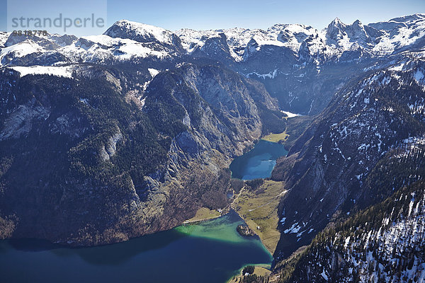 Deutschland  Bayern  Luftaufnahme der Alpen mit dem Königssee nad Obersee