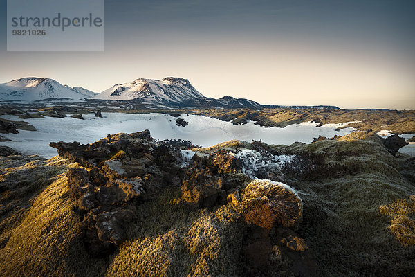 Island  Sudurland  Landschaft bei Sonnenuntergang