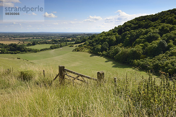 Landschaft in Oxfordshire vom White Horse Hill  Uffington  Oxfordshire  England  Großbritannien  Europa