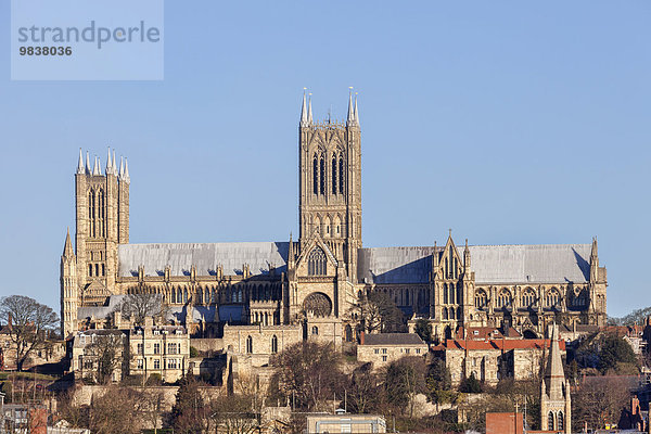 Kathedrale von Lincoln im Winter  Lincoln  Lincolnshire  England  Großbritannien  Europa