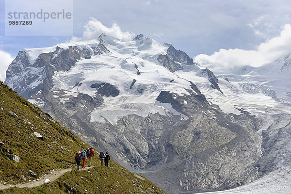 Gornergletscher im Monte Rosa-Gebiet mit Nordend und Dufourspitze  Zermatt  Wallis  Schweiz  Europa