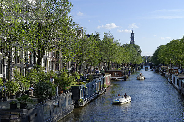 An der Prinsengracht mit der Westerkerk  Altstadt an den Grachten  Amsterdam  Niederlande  Europa