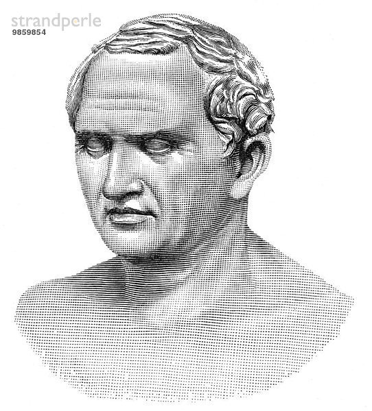 Marcus Tullius Cicero  ein römischer Politiker  Anwalt  Schriftsteller und Philosoph  Büste  historische Illustration