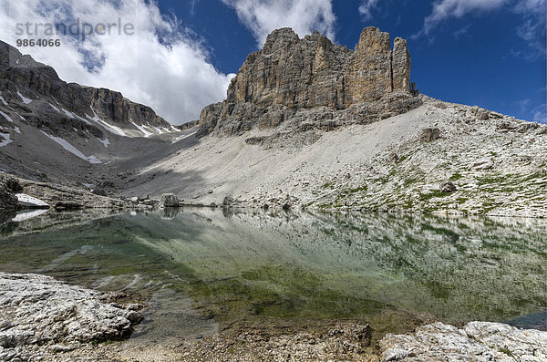 Sellamassiv Sella Berg See Dolomiten Lech Italien