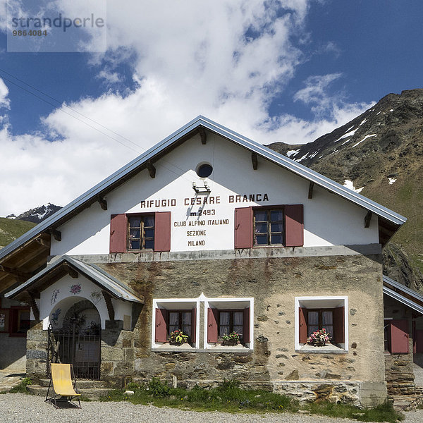 Nationalpark Hütte folgen Tal Alpen Mittelpunkt Italien Lombardei