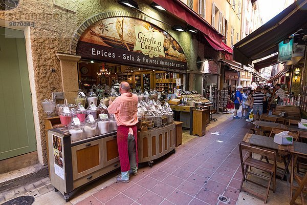 Frankreich Stadt Laden Freundlichkeit Gewürz Cote d Azur alt
