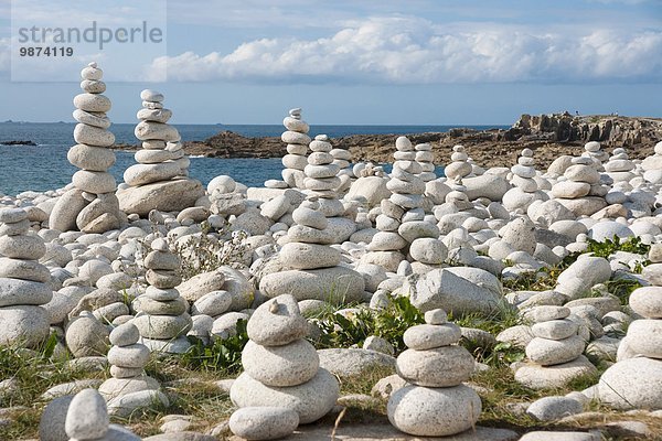 Haufen Mann Stein klein Produktion Insel Bretagne Cairns