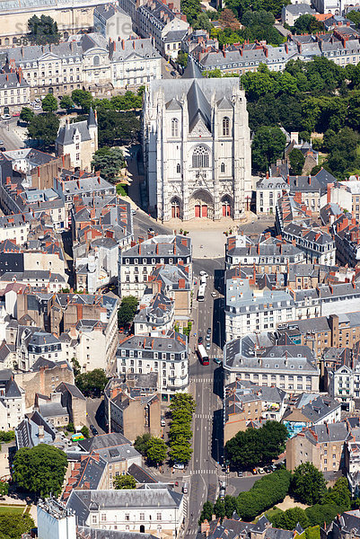 Kathedrale Heiligtum Ansicht Nantes Luftbild Fernsehantenne Innenstadt Pierre