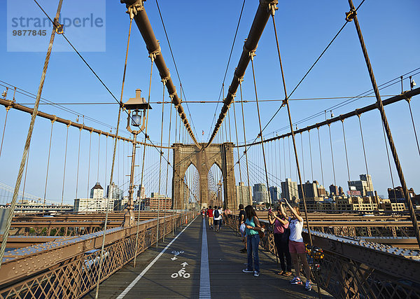 New York City Amerika Fotografie nehmen Tourist Brücke Verbindung Brooklyn