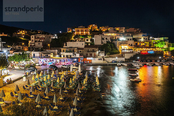 Wasser Hafen bunt Beleuchtung Licht beleuchtet Kreta