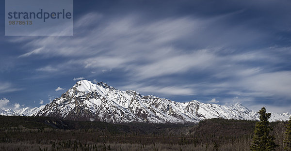 Panorama Landschaftlich schön landschaftlich reizvoll Berg über Fluss Süden Matanuska-Susitna Borough Alaska