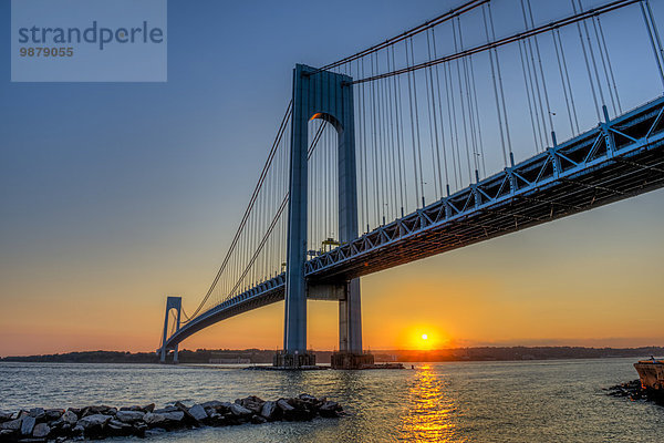 New York City Amerika Sonnenuntergang Brücke Verbindung Brooklyn