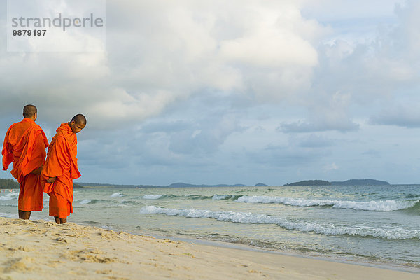 stehend Ecke Ecken Strand Sand Glück Mönch Sihanoukville