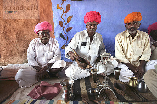 Schlafmohn papaver somniferum Opium nahe Ländliches Motiv ländliche Motive Wüste Dorf Zeremonie Indien Jodhpur Rajasthan