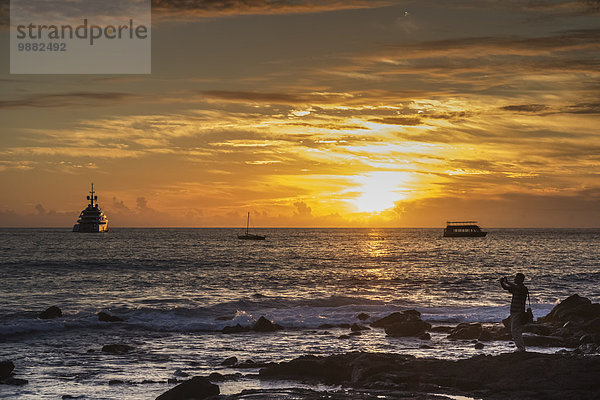 Amerika Sonnenuntergang Anker Yacht Verbindung Super Bucht Hawaii