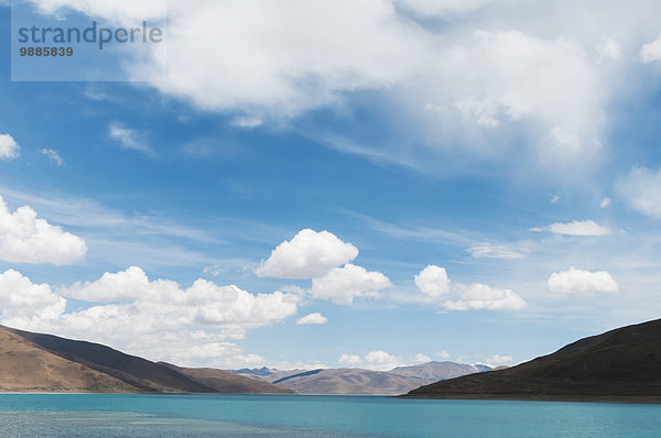 nahe Landschaft See China Lhasa Tibet