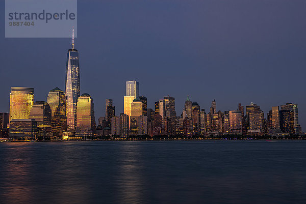 New York City sehen Amerika Sonnenuntergang Großstadt Verbindung neu New Jersey World Trade Center