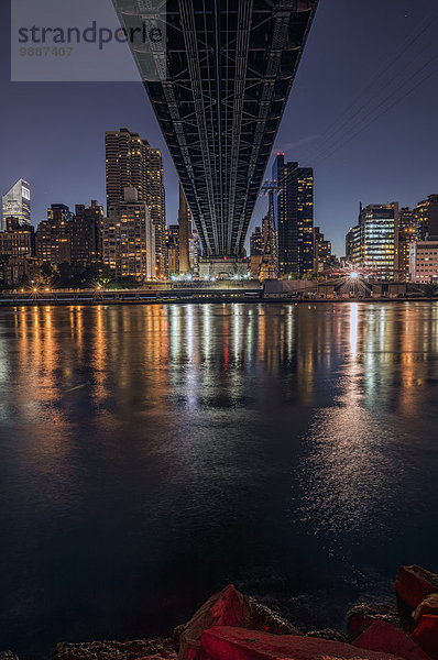 Skyline Skylines New York City sehen Amerika Sonnenuntergang Brücke Insel Verbindung Manhattan