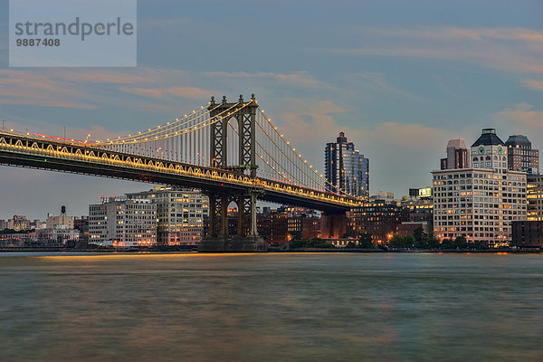 New York City Amerika Sonnenuntergang Brücke Verbindung Manhattan
