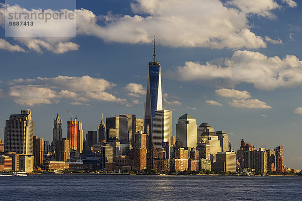 New York City sehen Amerika Sonnenuntergang Verbindung Hoboken Manhattan New Jersey World Trade Center