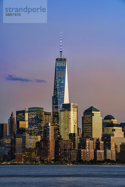 New York City sehen Amerika Sonnenuntergang Verbindung Hoboken Manhattan New Jersey World Trade Center