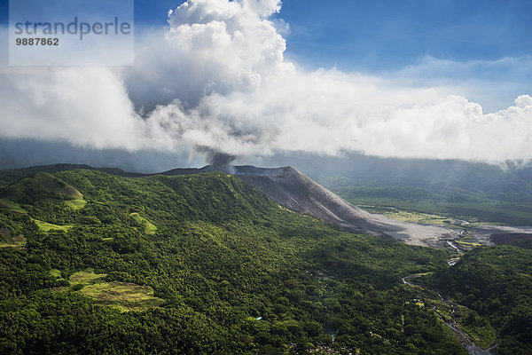 Vulkan Ansicht Luftbild Fernsehantenne Vanuatu Tanna Insel