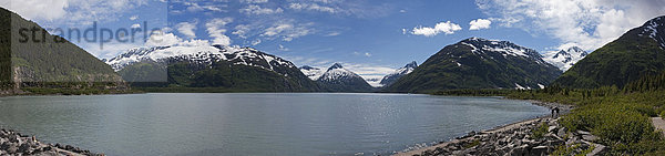 Panorama Berg Sommer See Gletscher umgeben Portage
