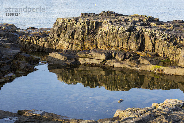 Wasser Felsen Ecke Ecken Ruhe Spiegelung Hintergrund Close-up Clare County Bucht Irland