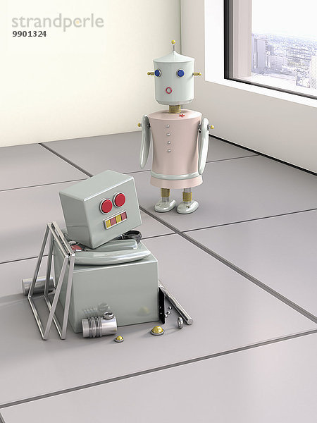Zwei Roboter  3D-Rendering