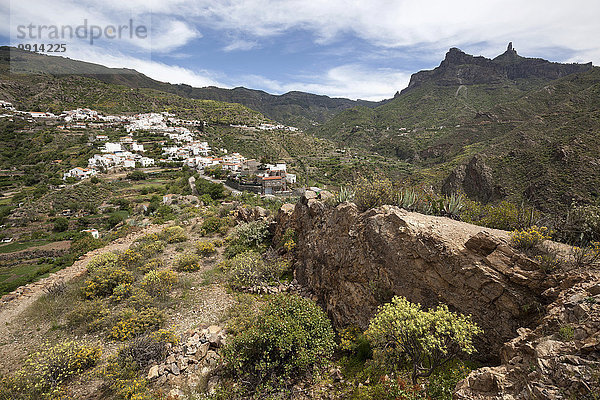 Ausblick auf Tejeda und den Roque Nublo  Gran Canaria  Kanarische Inseln  Spanien  Europa