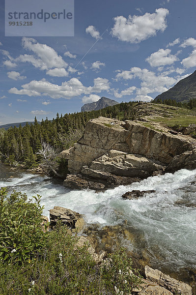 Kaskaden nahe dem Swiftcurrent Lake  Many Glacier Gebiet  Glacier-Nationalpark  Montana  USA  Nordamerika