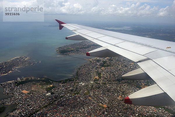 Luftbild  Landeanflug auf Salvador de Bahia  Bahia  Brasilien  Südamerika