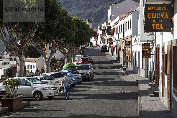 Straße im Zentrum von Tejeda  Gran Canaria  Kanarische Inseln  Spanien  Europa