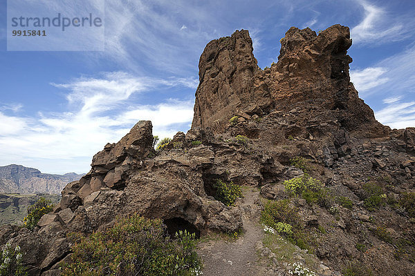 Roque Bentayga  Kultberg der Altkanarier  Gran Canaria  Kanarische Inseln  Spanien  Europa