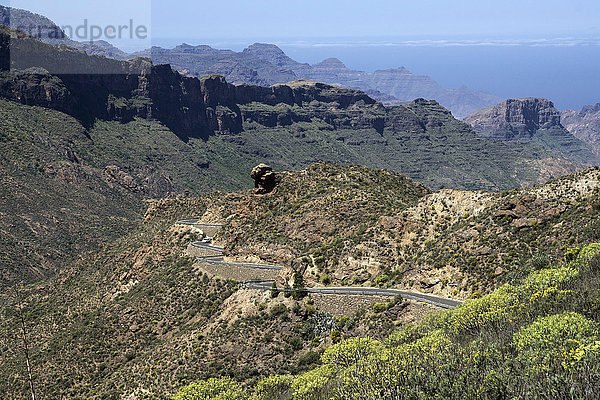 Ausblick vom Cruz Timagada auf die Berge im Westen von Gran Canaria  Kanarische Inseln  Spanien  Europa
