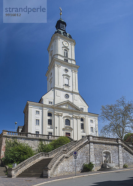 Evangelische Salvatorkirche auf dem Nicolaiberg  1783  Freitreppe von 1898  Gera  Thüringen  Deutschland  Europa