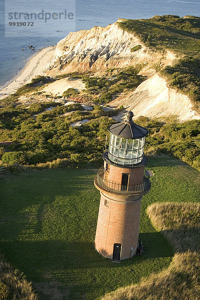 Vereinigte Staaten von Amerika USA Leuchtturm Insel Ansicht Luftbild Fernsehantenne Massachusetts Weinberg