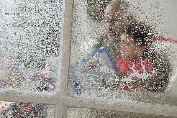 Fenster Close-up Weihnachten Schnee