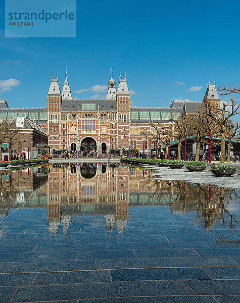 Wasser Amsterdam Hauptstadt Europa Spiegelung Großstadt Niederlande Reflections Reichsmuseum
